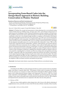 Incorporating Form-Based Codes Into the Design-Based Approach to Historic Building Conservation in Phuket, Thailand