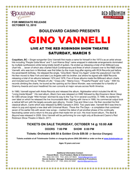 Gino Vannelli Live at the Red Robinson Show Theatre