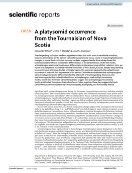 A Platysomid Occurrence from the Tournaisian of Nova Scotia Conrad D