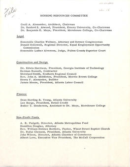 HOUSING RESOURCES COMMITTEE Cecil A. Alexander, Architect