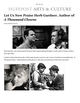 Let Us Now Praise Herb Gardner, Author of a Thousand Clowns