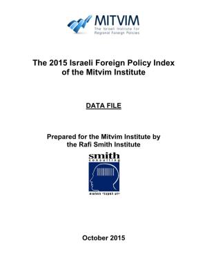 The 2015 Israeli Foreign Policy Index of the Mitvim Institute