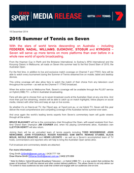 2015 Summer of Tennis on Seven