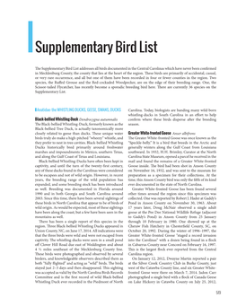 Supplementary Bird List
