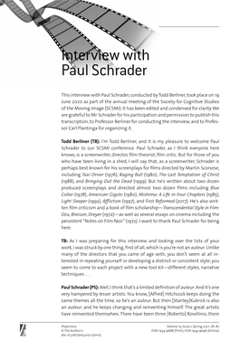 Interview with Paul Schrader