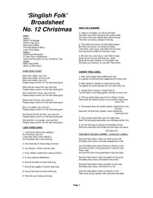 'Singlish Folk' Broadsheet No. 12 Christmas