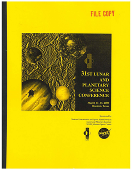 Program to Technical Sessions Thirty-First Lunar and Planetary