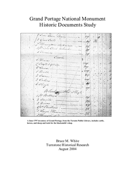 Grand Portage National Monument Historic Documents Study