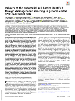 Inducers of the Endothelial Cell Barrier Identified Through Chemogenomic Screening in Genome-Edited Hpsc-Endothelial Cells