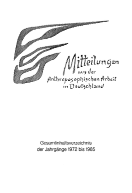 Gesamtinhaltsverzeichnis 1972-1985 Zu "Mitteilungen Aus Der