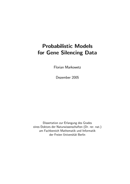 Probabilistic Models for Gene Silencing Data