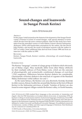 Sound-Changes and Loanwords in Sungai Penuh Kerinci