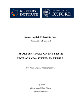 Sport As a Part of the State Propaganda System in Russia