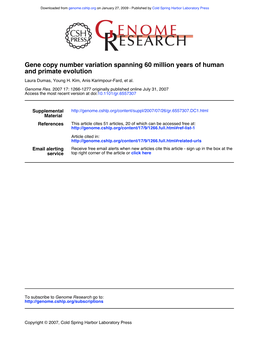 And Primate Evolution Gene Copy Number Variation Spanning 60