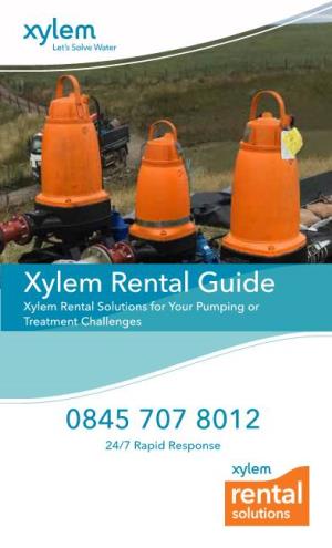 Xylem Rental Guide Xylem Rental Solutions for Your Pumping Or Treatment Challenges
