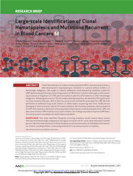Large-Scale Identification of Clonal Hematopoiesis and Mutations Recurrent in Blood Cancers