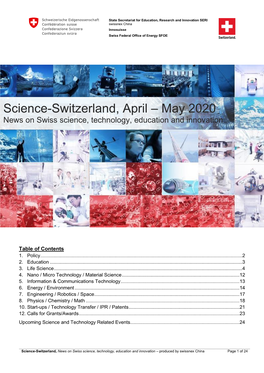 May 2020 News on Swiss Science, Technology, Education and Innovation
