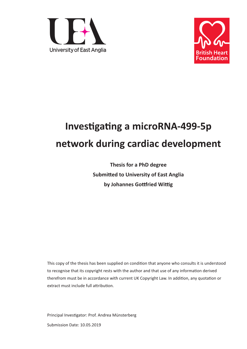 Investigating a Microrna-499-5P Network During Cardiac Development