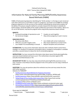Information for Natural Family Planning (NFP)/Fertility Awareness Based Methods (FABM)
