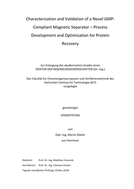 Compliant Magnetic Separator – Process Development and Optimization for Protein Recovery