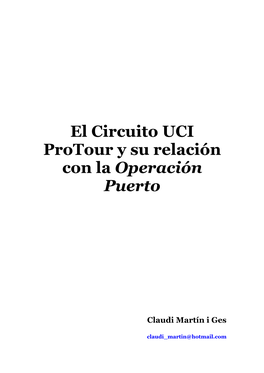 El Circuito UCI Protour Y Su Relación Con La Operación Puerto