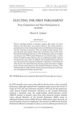 ELECTING the FIRST PARLIAMENT Party Competition and Voter Participation in Scotland