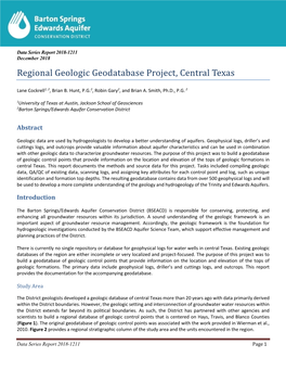 Regional Geologic Geodatabase Project, Central Texas