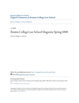 Boston College Law School Magazine Spring 2000 Boston College Law School