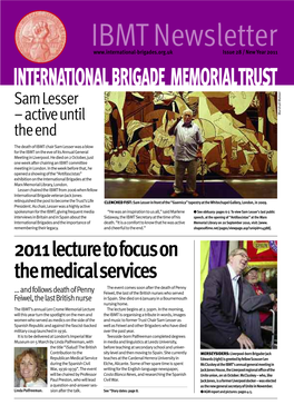 IBMT Newsletter Issue 28 / New Year 2011 INTERNATIONAL BRIGADE MEMORIALTRUST R E E T a M L L