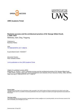 UWS Academic Portal Business Success and the Architectural