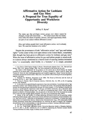 Affirmative Action for Lesbians and Gay Men: a Proposal for True Equality of Opportunity and Workforce Diversity