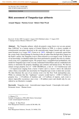 Risk Assessment of Tunguska-Type Airbursts