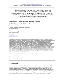Processing and Characterization of Nanoparticle Coatings for Quartz Crystal Microbalance Measurements