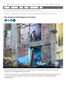 Why Jahangirpuri Is Delhi's Biggest Covid-19 Hotspot