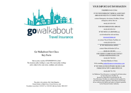Go Walkabout First Class Key Facts YOUR IMPORTANT INFORMATION