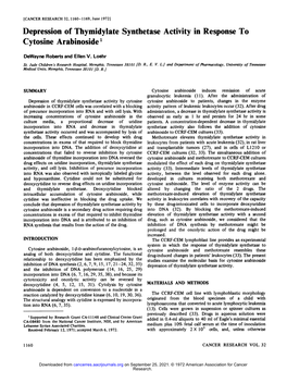 Depression of Thymidylate Synthetase Activity in Response to Cytosine Arabinoside1
