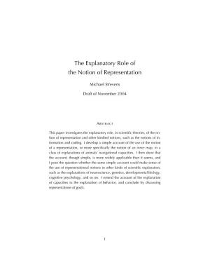 The Explanatory Role of the Notion of Representation
