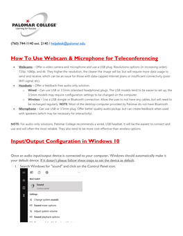 How to Use Webcam & Microphone for Teleconferencing Input/Output