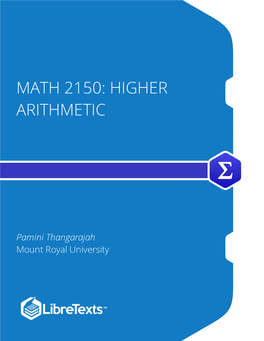 Math 2150: Higher Arithmetic