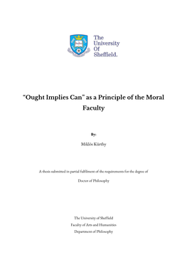 “Ought Implies Can” As a Principle of the Moral Faculty