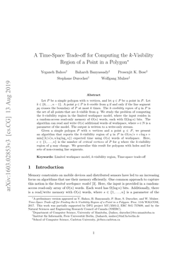 A Time-Space Trade-Off for Computing the K-Visibility Region of a Point In