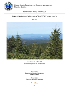 Fountain Wind Project, Final Environmental Impact