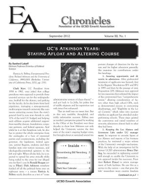 Chronicles Newsletter of the UCSD Emeriti Association