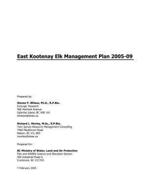East Kootenay Elk Management Plan 2005-09