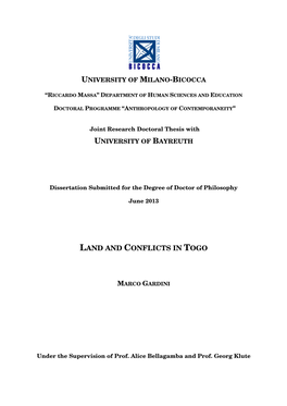 Land and Conflicts in Togo