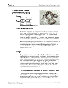 Giant Garter Snake (Thamnopsis Gigas)