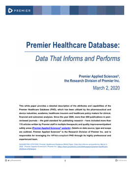 Premier Healthcare Database