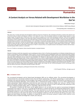 Sains Humanika a Content Analysis on Verses Related With