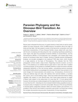 Paravian Phylogeny and the Dinosaur-Bird Transition: an Overview