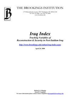 Iraq Index Tracking Variables of Reconstruction & Security in Post-Saddam Iraq